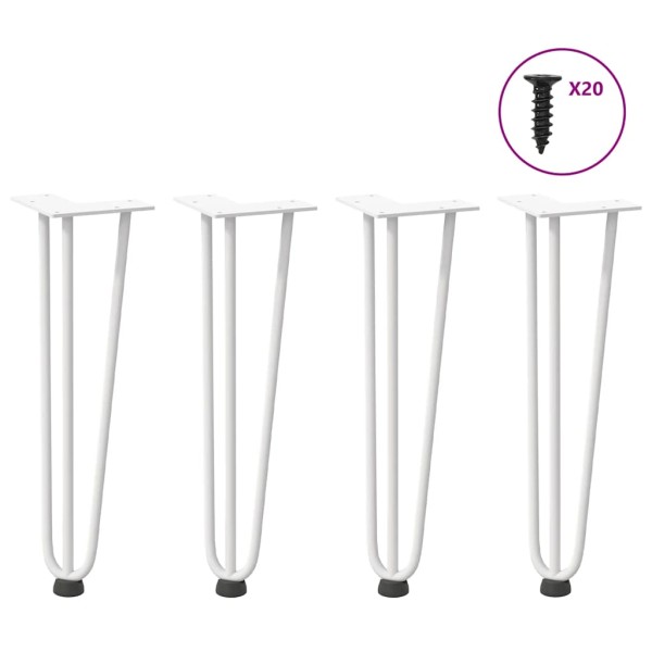 Patas de horquilla para mesa de centro (4 unidades), color blanco, 42 cm, acero macizo