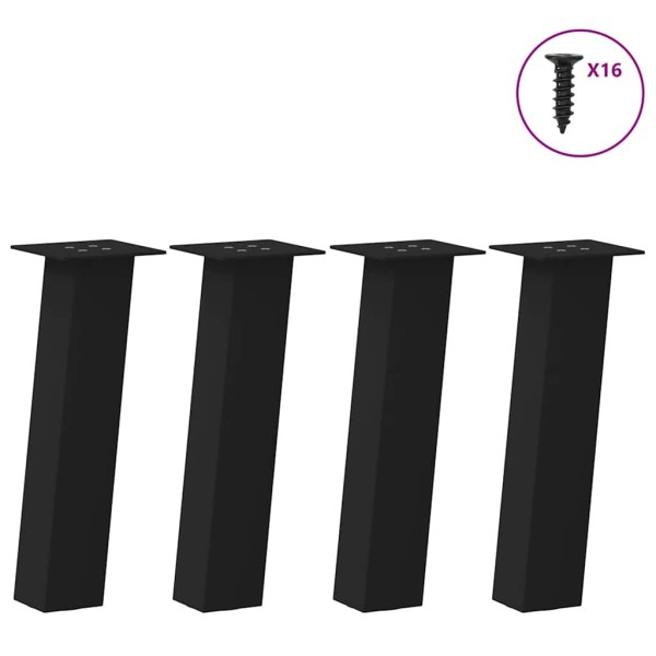 Patas para mesa de centro (4 unidades), color negro, 42 cm, acero