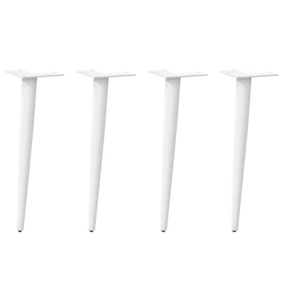 Patas para mesa de centro cónicas (4 unidades), color blanco, 30-31 cm, acero