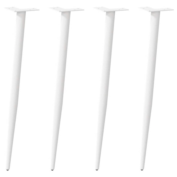 Patas de consola cónicas para mesa (4 unidades), color blanco, 72-73 cm, acero