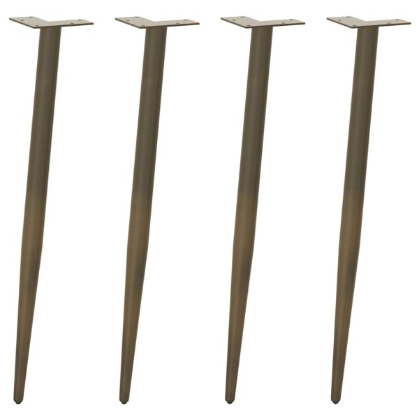 Patas cónicas para mesa consola , 4 unidades, acero natural, 72-73 cm, acero