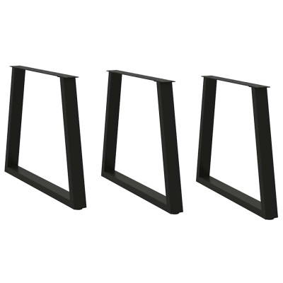 Patas para mesa de comedor en forma de V (3 unidades), color negro, 70 x (72-73,3) cm, acero