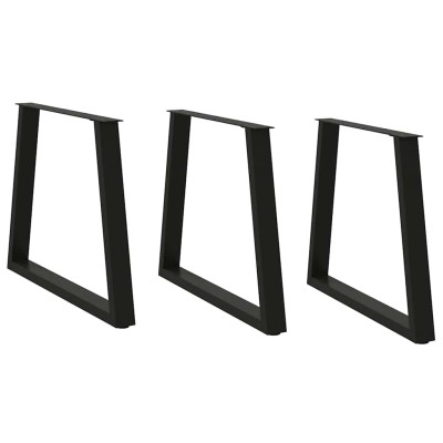 Patas para mesa de comedor en forma de V (3 unidades), color negro, 80 x (72-73,3) cm, acero