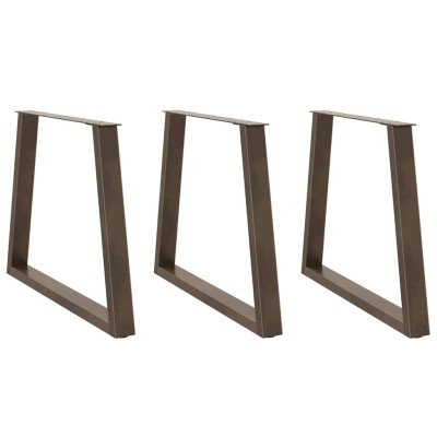 Patas para mesa de comedor en forma de V (3 unidades, acero natural, 80 x 72-73,3 cm)