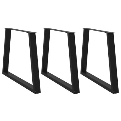 Patas para mesa de comedor en forma de V (3 unidades), color negro, 100 x (72-73,3) cm, acero