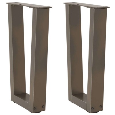 Patas para mesa de centro en forma de V (2 unidades, acero natural, 28 x 42-43,3 cm)