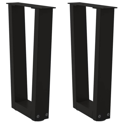 Patas para mesa de centro en forma de V (2 unidades), color negro, 38 x (42-43,3) cm, acero