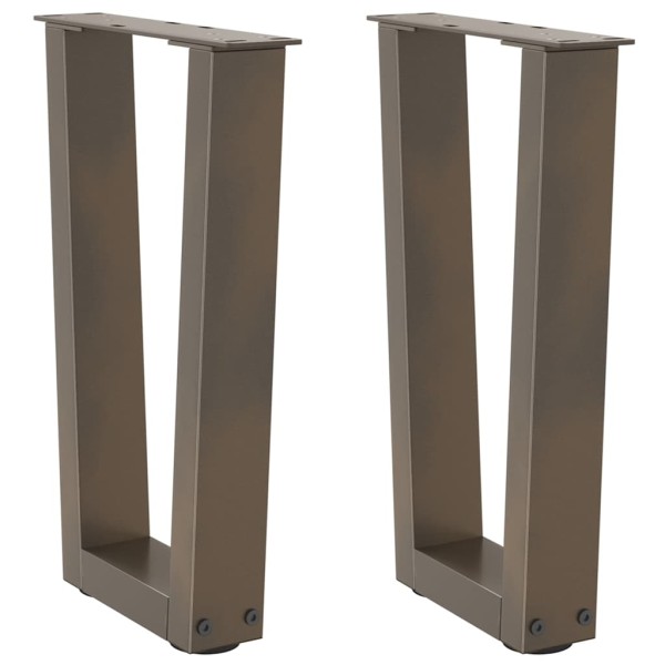Patas para mesa de centro en forma de V (2 unidades, acero natural, 38 x 42-43,3 cm)