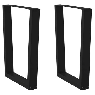 Patas para mesa de comedor en forma de V (2 unidades), color negro, 70 x (72-73,3) cm, acero