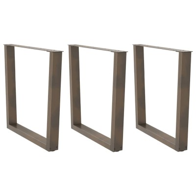 Patas para mesa de comedor en forma de V (3 unidades, acero natural, 90 x 72-73,3 cm)