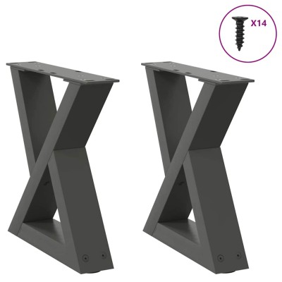 Patas para mesa de centro (2 unidades), antracita, 30 x (30-31,3) cm, acero