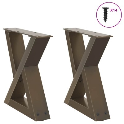 Patas para mesa de centro (2 unidades), acero natural, 30 x (30-31,3) cm.