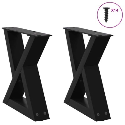 Patas para mesa de centro (2 unidades), color negro, 40 x (30-31,3) cm, acero