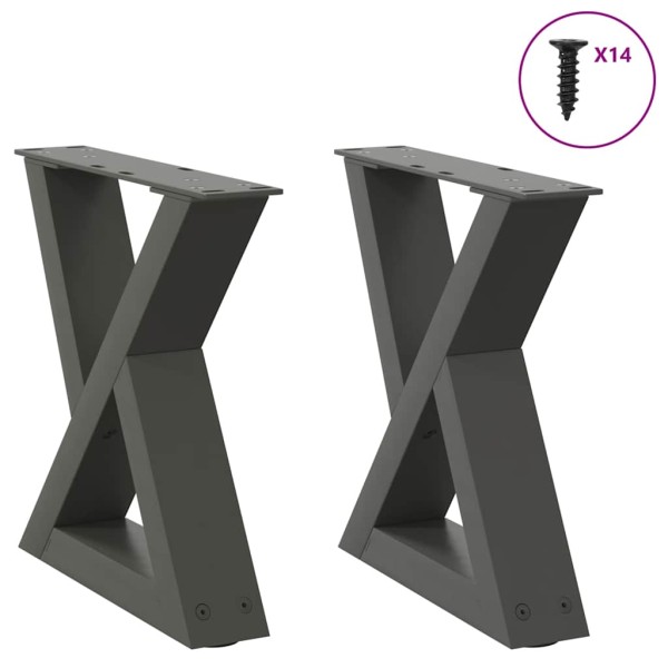 Patas para mesa de centro (2 unidades), antracita, 40 x (30-31,3) cm, acero