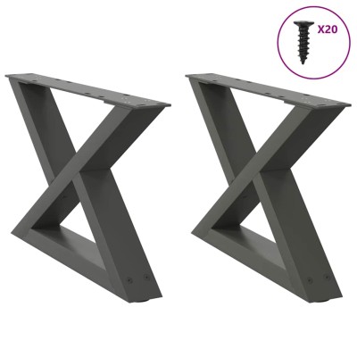Patas para mesa de centro (2 unidades), antracita, 50 x (30-31,3) cm, acero