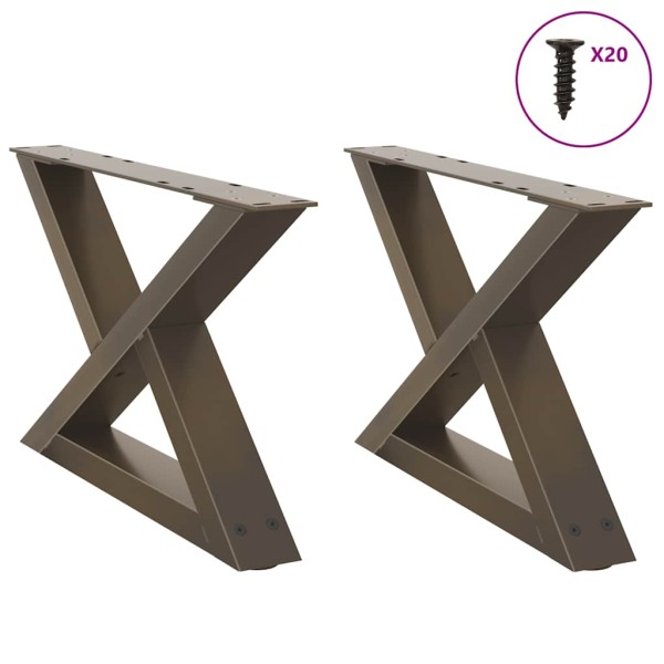 Patas para mesa de centro (2 unidades), acero natural, 50 x (30-31,3) cm.