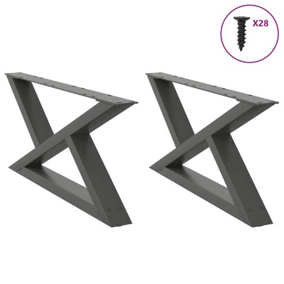 Patas para mesa de centro (2 unidades), antracita, 70 x (30-31,3) cm, acero