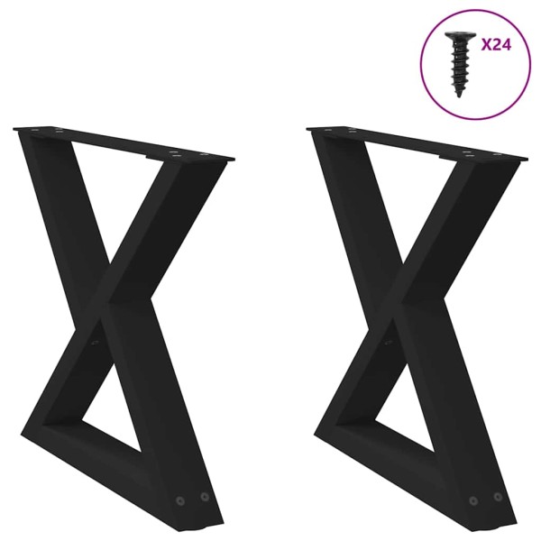 Patas para mesa de centro (2 unidades), color negro, 60 x (42-43,3) cm, acero
