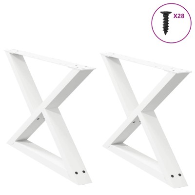 Patas para mesa de centro (2 unidades), color blanco, 70 x (42-43,3) cm, acero