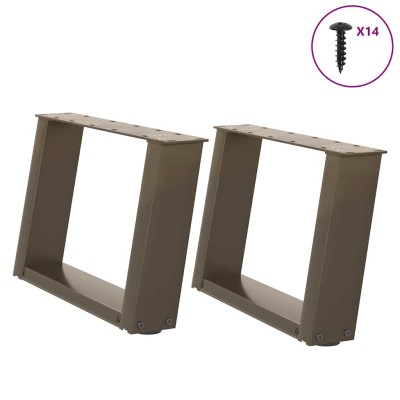 Patas para mesa de centro en forma de U (2 unidades, acero natural, 50 x 30-31 cm)