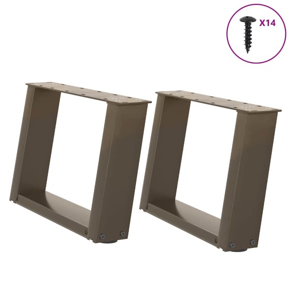 Patas para mesa de centro en forma de U (2 unidades, acero natural, 50 x 30-31 cm)