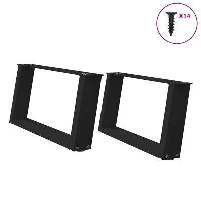 Patas para mesa de centro en forma de U (2 unidades), color negro, 70 x (30-31) cm, acero