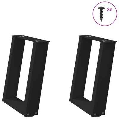 Patas para mesa de centro en forma de U (2 unidades), color negro, 28 x (42-43) cm, acero