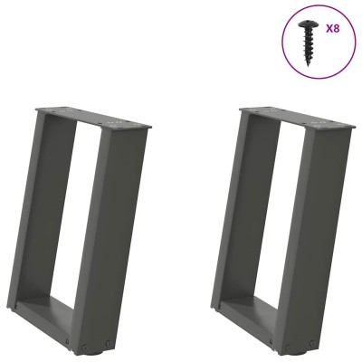 Patas para mesa de centro en forma de U (2 unidades), antracita, 28 x (42-43) cm, acero