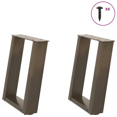 Patas para mesa de centro en forma de U (2 unidades, acero natural, 28 x 42-43 cm)