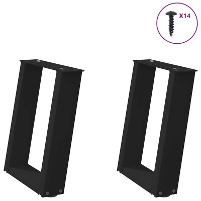 Patas para mesa de centro en forma de U (2 unidades), color negro, 38 x (42-43) cm, acero
