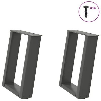 Patas para mesa de centro en forma de U (2 unidades), antracita, 38 x (42-43) cm, acero