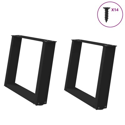 Patas para mesa de centro en forma de U (2 unidades), color negro, 70 x (42-43) cm, acero
