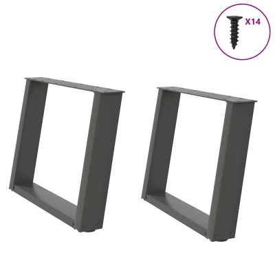 Patas para mesa de centro en forma de U (2 unidades), antracita, 70 x (42-43) cm, acero