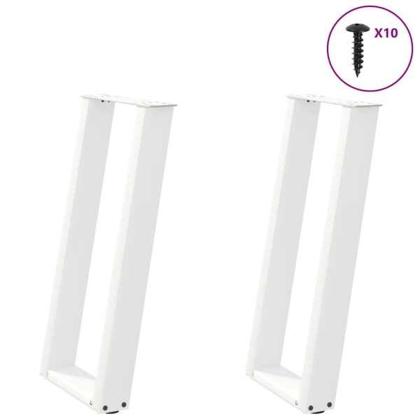 Patas para consola en forma de U (2 unidades), color blanco, 28 x (72-73) cm, acero