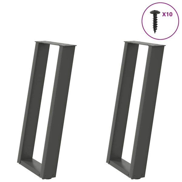 Patas para consola en forma de U (2 unidades), antracita, 28 x (72-73) cm, acero