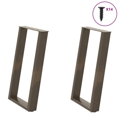 Patas para mesa de comedor en forma de U (2 unidades, acero natural, 60 x 72-73 cm)
