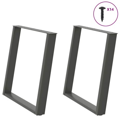 Patas para mesa de comedor en forma de U (2 unidades), antracita, 80 x (72-73) cm, acero