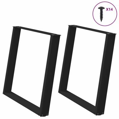 Patas para mesa de comedor en forma de U (2 unidades), color negro, 90 x (72-73) cm, acero