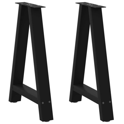 Patas para mesa de comedor en forma de A (2 unidades), color negro, 50 x (72-73) cm, acero