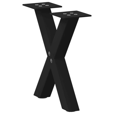 Patas para mesa de centro en forma de X (2 unidades), color negro, 30 x (30-31) cm, acero