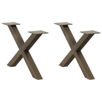 Patas para mesa de centro en forma de X (2 unidades), acero natural, 50 x (30-31) cm.