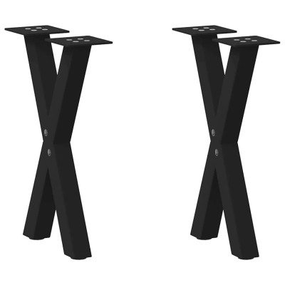 Patas para mesa de centro en forma de X (2 unidades), color negro, 38 x (42-43) cm, acero
