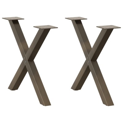 Patas para mesa de centro en forma de X (2 unidades), acero natural, 50 x (42-43) cm.