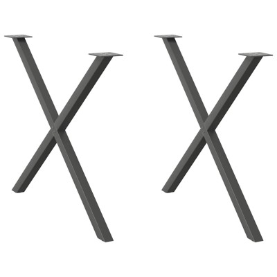 Patas para mesa de comedor en forma de X (2 unidades), antracita, 90 x (72-73) cm, acero