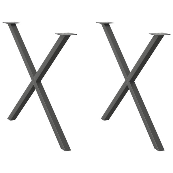 Patas para mesa de comedor en forma de X (2 unidades), antracita, 90 x (72-73) cm, acero