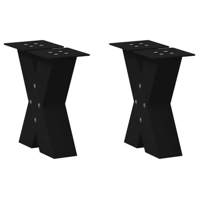 Patas para mesa de centro en forma de X (2 unidades), color negro, 30 x (30-31) cm, acero