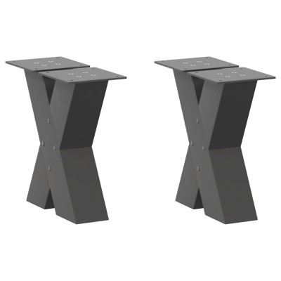 Patas para mesa de centro en forma de X (2 unidades), antracita, 30 x (30-31) cm, acero