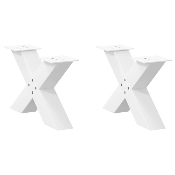 Patas para mesa de centro en forma de X (2 unidades), color blanco, 60 x (30-31) cm, acero