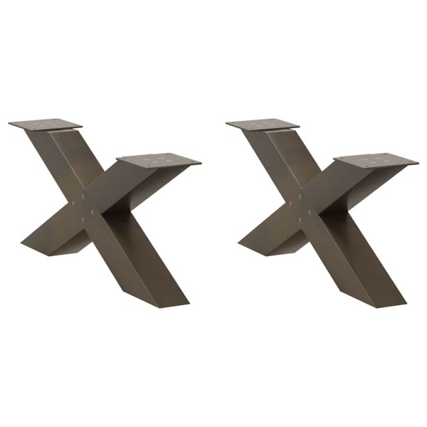 Patas para mesa de centro en forma de X (2 unidades), acero natural, 70 x (30-31) cm.