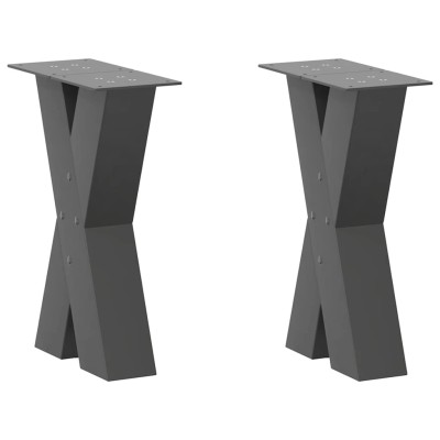 Patas para mesa de centro en forma de X (2 unidades), antracita, 28 x (42-43) cm, acero